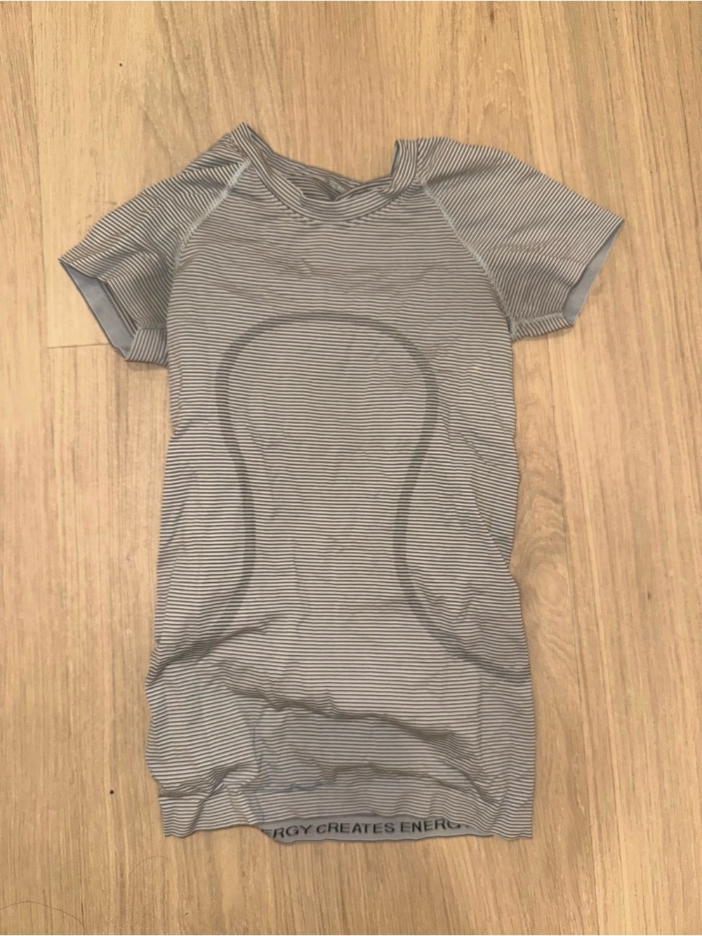 lululemon athletica Gray and White Striped Swiftly Short-Sleeve Tee